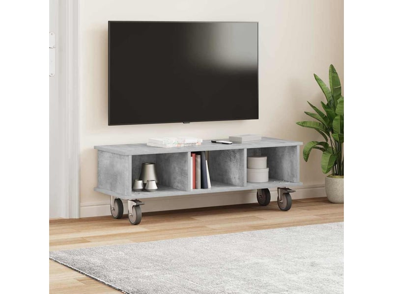  Meuble tv - banc tv - meuble de rangement 100 x 35 x 35 cm gris béton bois d'ingénierie  - Conforama D