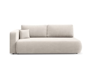 Canapé droit convertible 4 places Tissu gris avec coffre de rangement