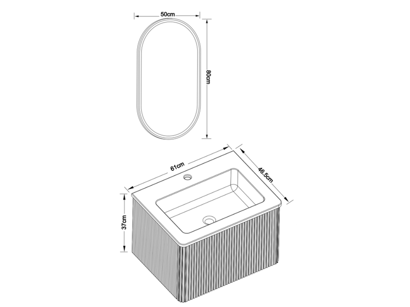  Ensemble meuble salle de bains suspendu 61 cm bois clair, vasque et miroir led antibuée réglable, 1 tiroir  - Conforama C