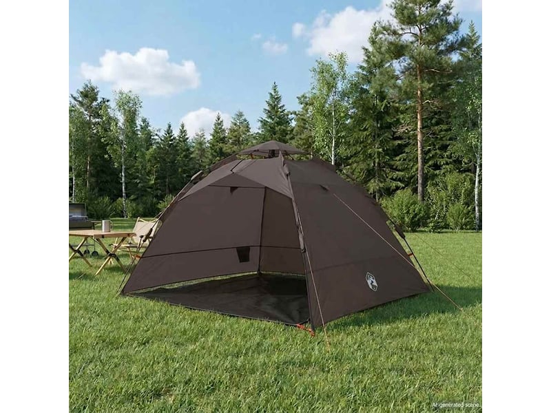  Tente de pêche, tente de camping 4 personnes marron libération rapide shl71593  - Conforama B