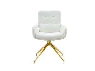Lot de 2 chaises de salle à manger pivotantes,55x50x85 cm,similicuir et métal doré,blanc