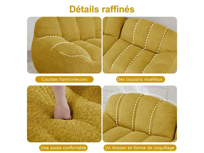 Canapé modulaire en l 3 places avec ottoman - assise profonde 288 x 165 cm en tissu doux - Conforama W
