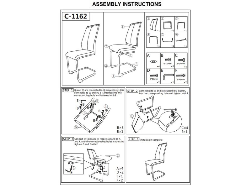  Chaises cantilever avec assise en simili cuir, structure métallique chromée stable, faciles à nettoyer, noir  - Conforama W