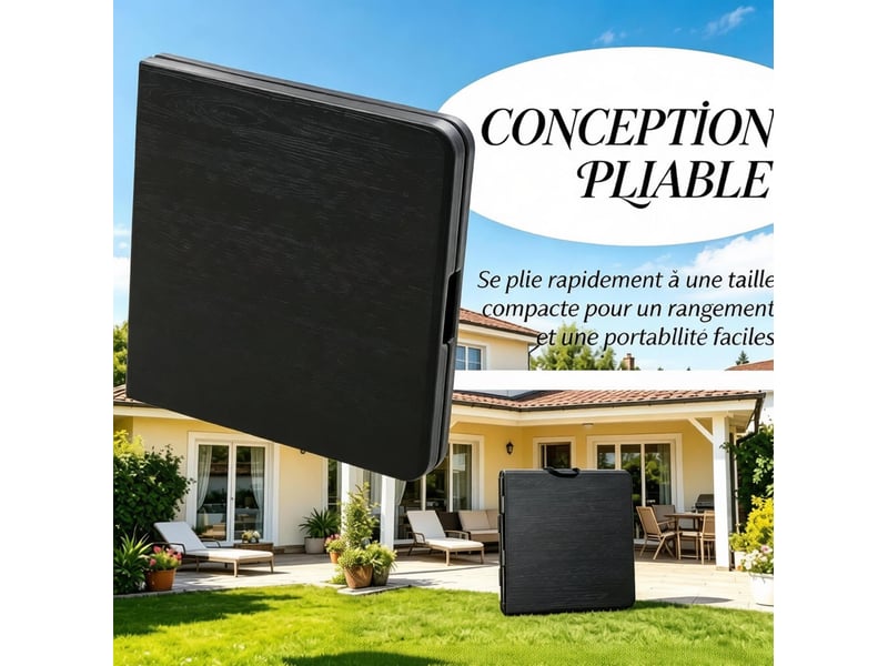 Table de jardin pliante réglable 118x60 cm – noir – hauteur ajustable 5674 cm, transport facile pour 4 personnes - Conforama D