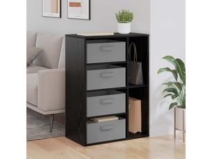 Buffet - bahut - meuble de rangement chêne noir 60 x 33,5 x 84 cm