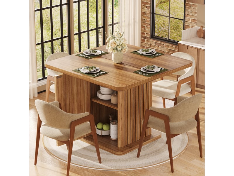  Table carrée effet bois foncé avec rangement intégré, 80 × 80 cm Fay Lum - Conforama D