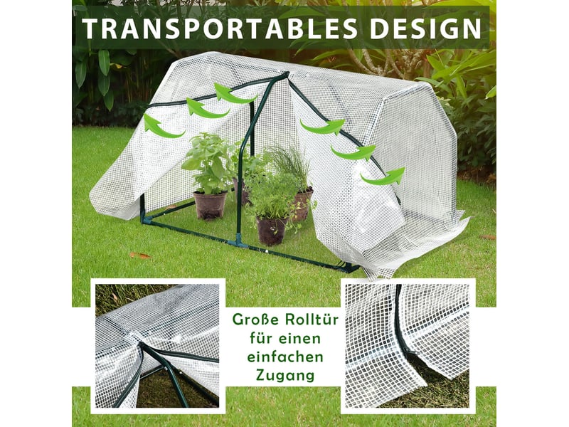  Serre de jardin miniature en acier blanc avec bâche plastique uv résistante, 99 x 71 x 60 cm pour balcon  - Conforama E