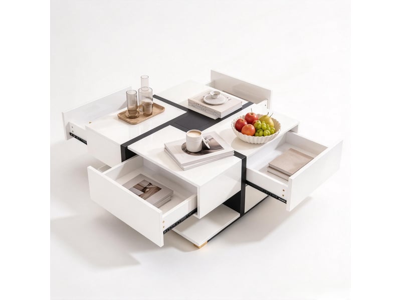  Table basse 78x78x34,8 cm coloris blanc ORWF3107001WAA - Conforama A