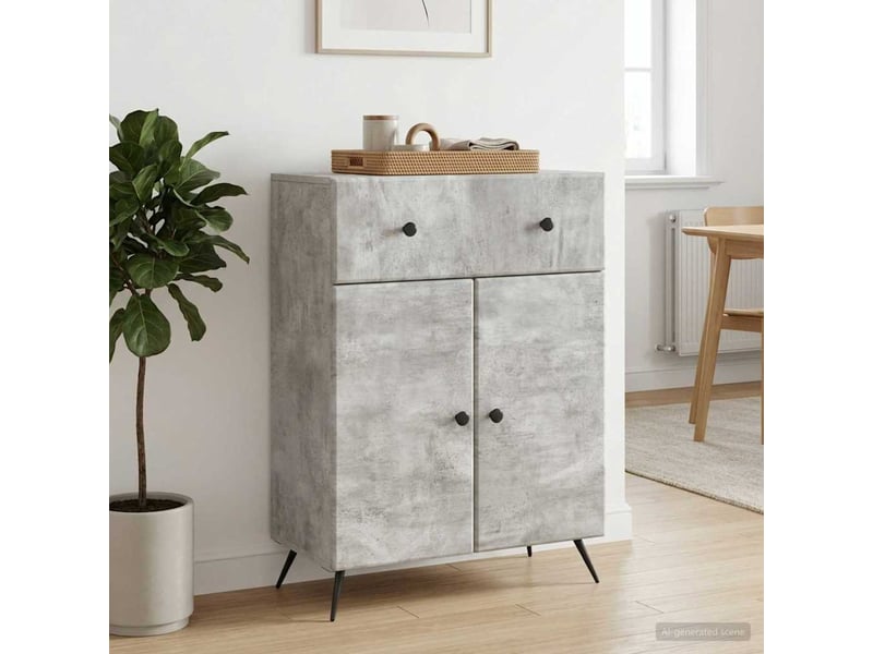 Buffet - bahut - meuble de rangement gris béton 66 x 34,5 x 90 cm bois d'ingénierie - Conforama D