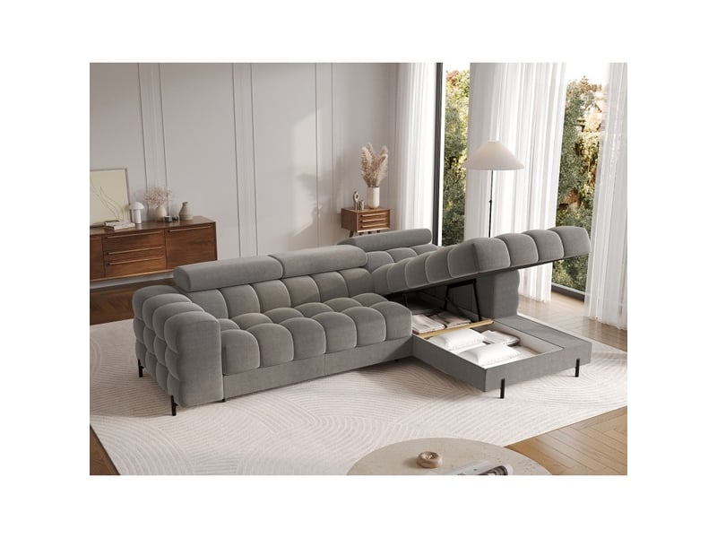  Canapé d'angle droit convertible gris foncé confort premium 285x99x181cm filtro  - Conforama C
