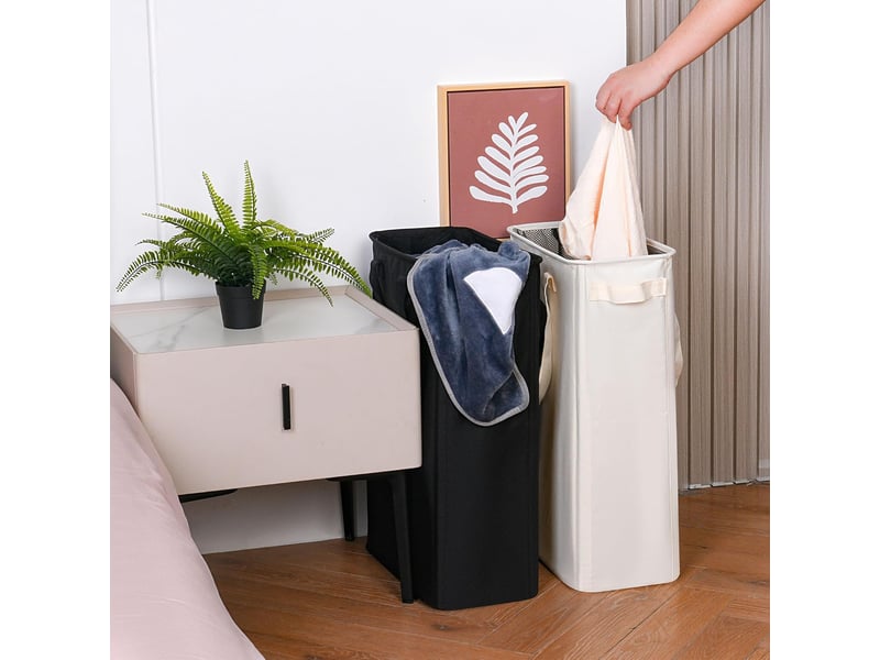  Panier à linge blanc cassé 15*8*22 pouces 1 panier à linge étroit avec poignée panier à linge sale pliable buanderie  - Conforama C