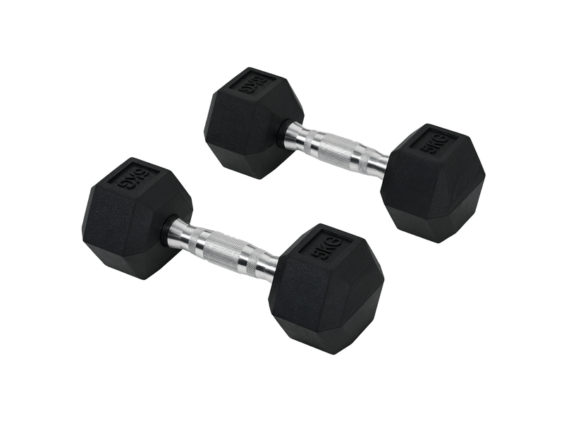  Ensemble haltères courtes 2x5 kg, musculationfitness hommefemme, haltérophilie, métalcaoutchouc noir.  - Conforama A