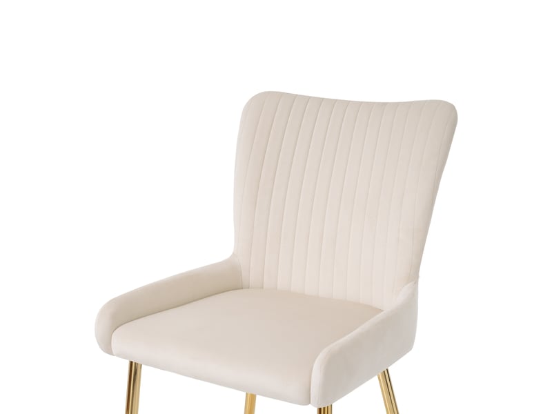  Lot de 6 chaises de salle à manger,avec pieds métal,velours,beige et doré  - Conforama E