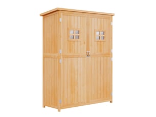 Armoire de jardin en bois massif de sapin 2 portes 2 étagères 127,5 x 50 x 164 cm