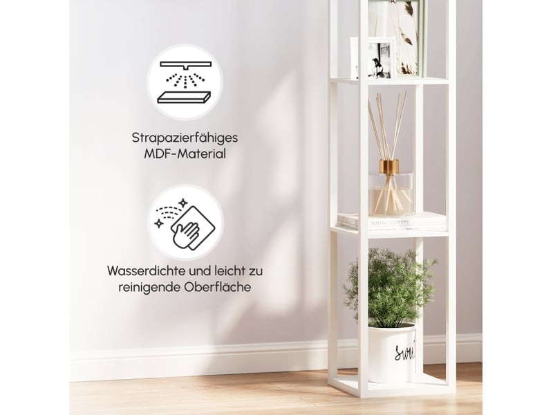  Lampadaire avec rangements 26x26x160 cm bois blanc sans ampoule  - Conforama E