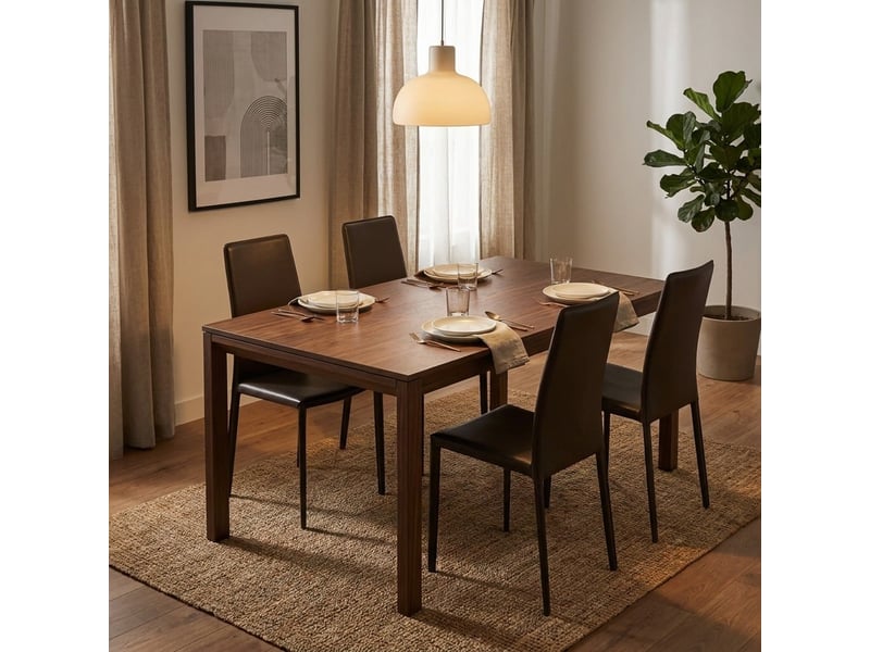  Lot de 4 chaises empilables rembourrées en simili cuir luma - marron  - Conforama B