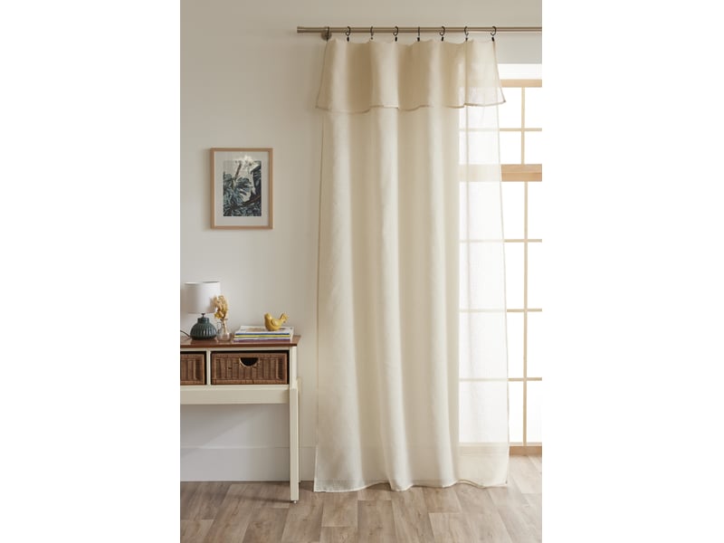  Rideau ajustable + 8 anneaux pince 140 x 270 cm polyester effet bouclette elda sable 15666 - Conforama A