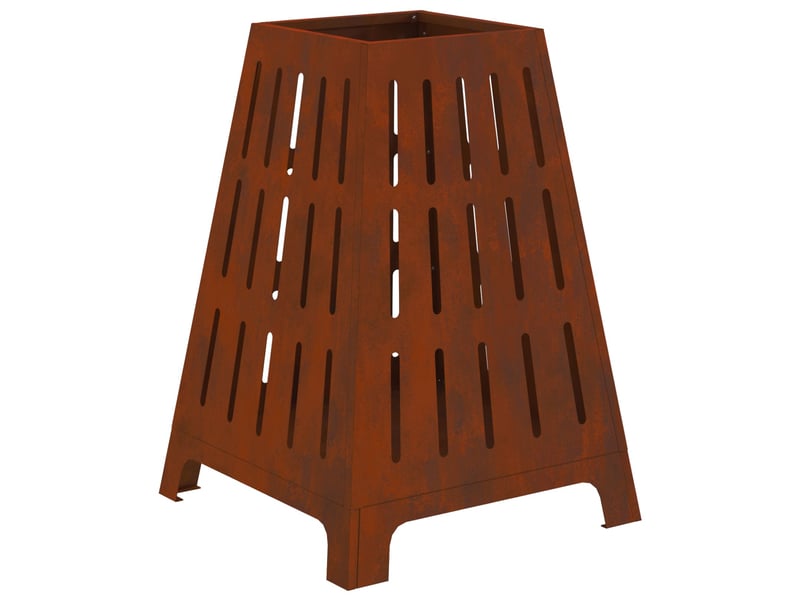 Brasero exterieur, foyer rouillé 50x50x70 cm acier patiné - Conforama A
