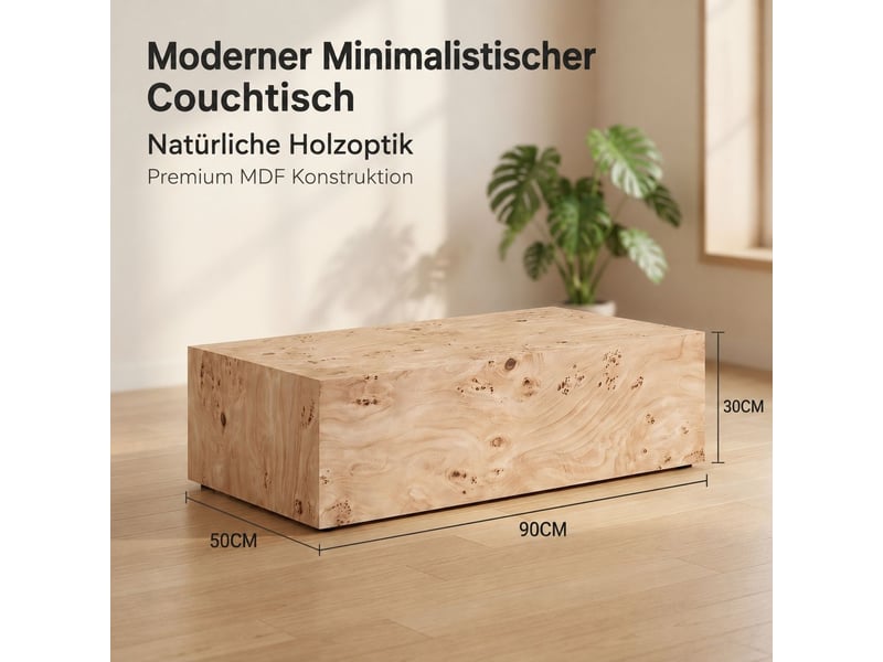  Table basse table de salon moderne aspect bois design minimaliste construction stable surface facile d'entretien usage polyvalent  - Conforama C
