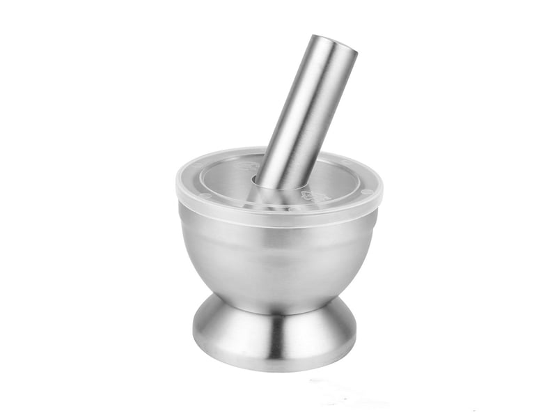 Mortier et pilon de cuisine en acier inoxydable – pour ail, épices et médecine, 9.9x8.3cm - Conforama A