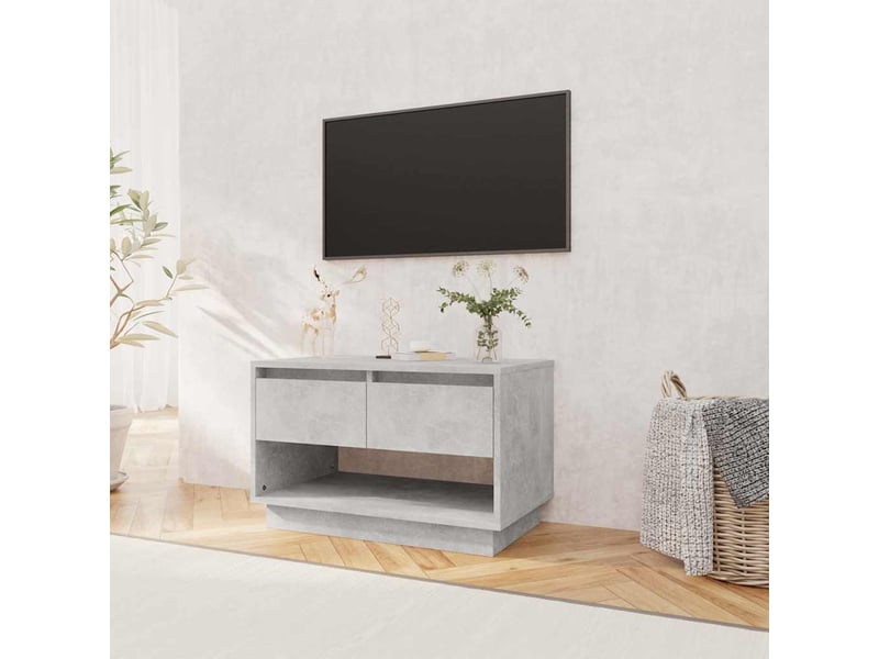  Meuble tv - banc tv - meuble de rangement gris béton 70x41x44 cm bois d'ingénierie  - Conforama C