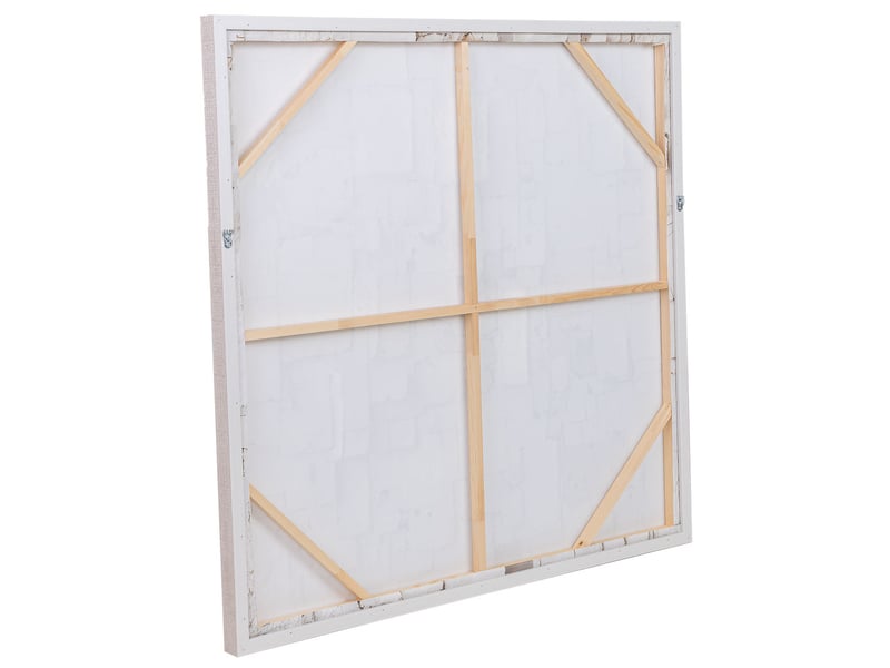 Tableau peint à la main avec cadre en bois blanc neige 103x4x103h cm  - Conforama D