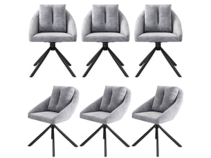Chaises de salle à manger lot de 6 pivotantes 360°  - dossier ergonomique, structure métal, velours gris
