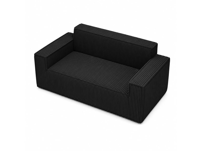  Canapé 2 places 178x86x70 cm noir en velours côtelé, assise profonde avec mousse et ressorts intégrés  - Conforama A