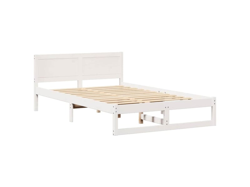  Lit double- lit adulte -  cadre de lit avec tête de lit blanc 135 x 190 cm pin massif  - Conforama C
