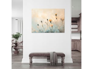 Tableau décoration murale impression sur toile fleurs sauvages prairie beige - 60x40 cm - tableau décoration murale chambre et salon