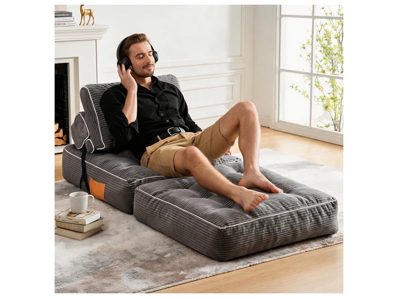  Fauteuil-lit convertible pliant 95x90x65 cm gris sans matelas  - Conforama C