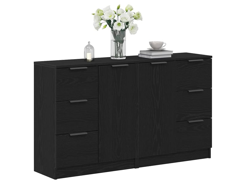 Buffet - bahut - meuble de rangement chêne noir 120 x 30 x 70 cm bois d'ingénierie - Conforama C