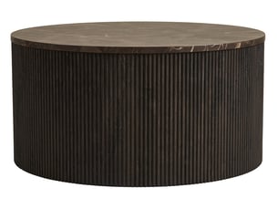 Finn - table basse plateau effet marbre et pieds en tasseaux de bois en fsc 100% - 80 cm - lisa design - marron