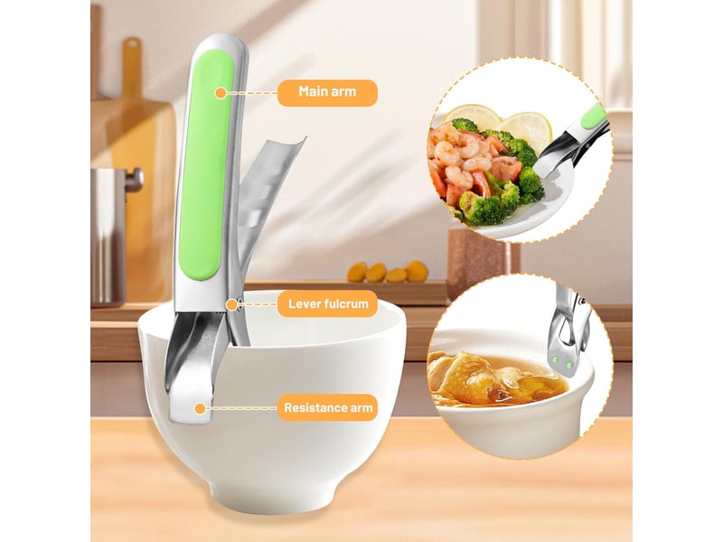  Pinces anti-brûlures en acier inoxydable pour plaques à pizza au four (vert et orange)  - Conforama E