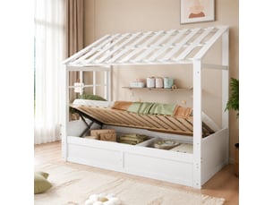 Lit cabane 90x200 cm <strong>MODENVIE</strong>  <strong></strong> coloris blanc