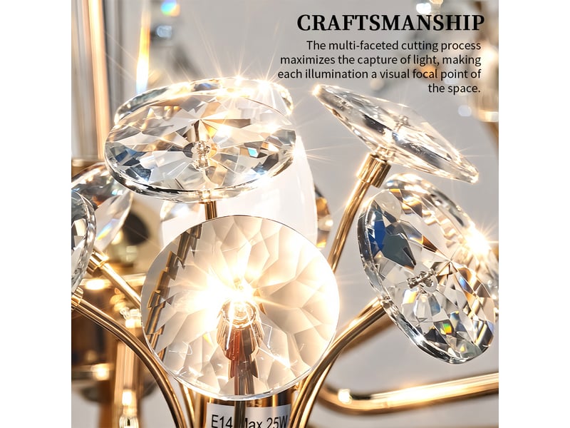  Lustre floral en cristal b – éclairage 3 couleurs ASLED-827 - Conforama E
