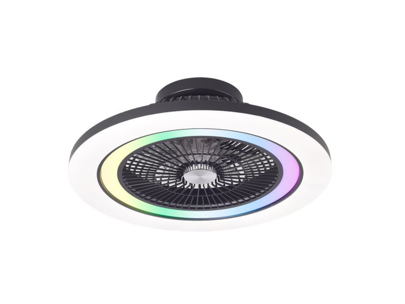  Fabrilamp antartida plafonnier ventilateur led 50 w, 5400 lm, rgb, moteur dc, 5 pales, ø 58 cm, noir 246192509 - Conforama A