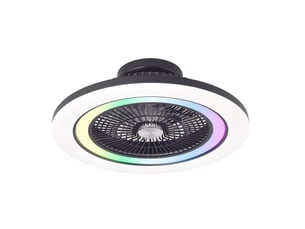 Fabrilamp antartida plafonnier ventilateur led 50 w, 5400 lm, rgb, moteur dc, 5 pales, ø 58 cm, noir