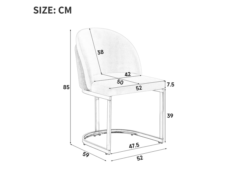  Lot de 4 chaises de salle à manger,59x52x85 cm,chenille,beige et doré  - Conforama C