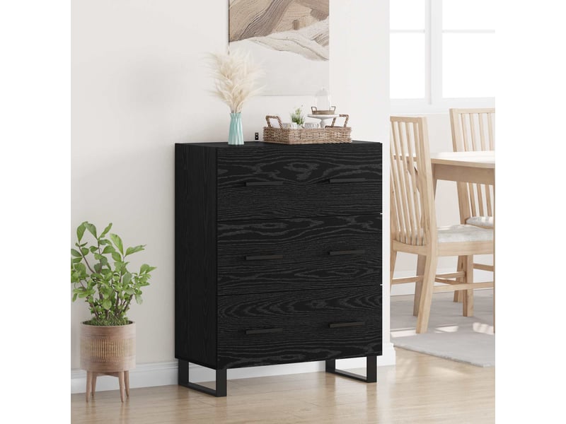  Buffet - bahut - meuble de rangement chêne noir 69,5 x 34 x 90 cm bois d'ingénierie et fer  - Conforama B