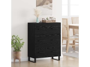 Buffet - bahut - meuble de rangement chêne noir 69,5 x 34 x 90 cm bois d'ingénierie et fer