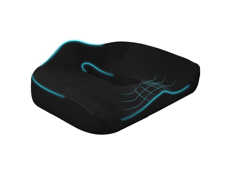  Coussin d'assise ergonomique 44 x 39 x 13 cm noir en polyester, mousse à mémoire de forme, déhoussable  - Conforama A