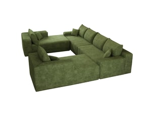 Canapé modulable convertible 2 places 302 x 242 x 83 cm, canapé-lit sans structure, rembourrage mousse, design minimaliste, velours côtelé, vert