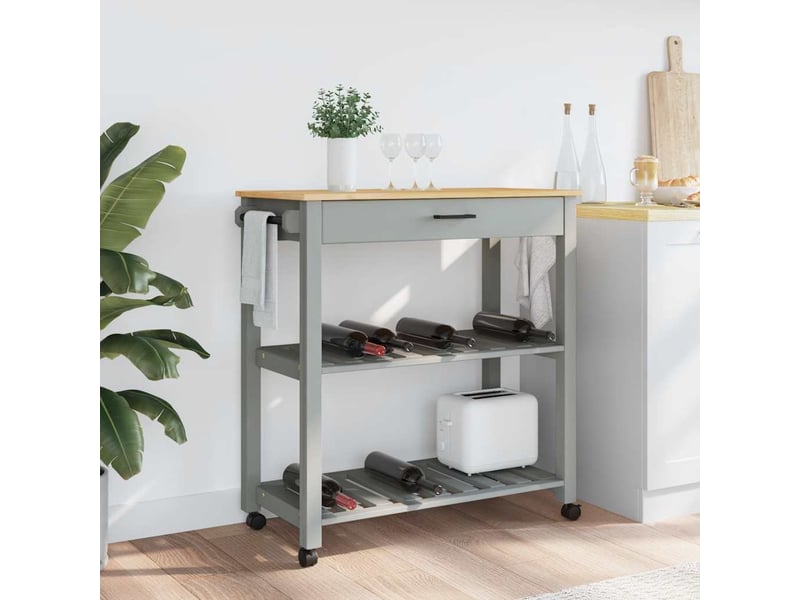  Desserte de cuisine, chariot de rangement monza 84x40x88,5 cm bois massif de pin shl65472  - Conforama C