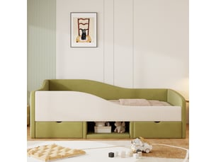 Lit avec rangement 90x190 cm <strong>MERAX</strong>  <strong>lit enfant vert</strong> coloris vert