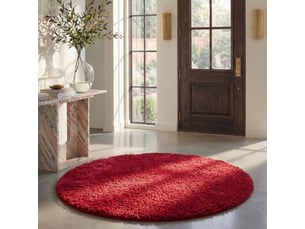 Tapis shag en polypropylène rouge, 122 cm