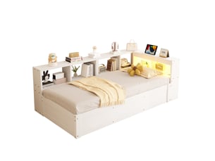 Lit banquette 90x200 cm <strong>HNCBB</strong>  <strong></strong> coloris blanc