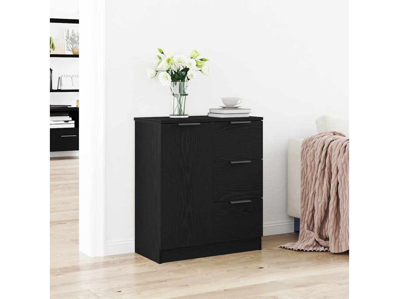  Buffet - bahut - meuble de rangement chêne noir 60 x 30 x 70 cm bois d'ingénierie  - Conforama B
