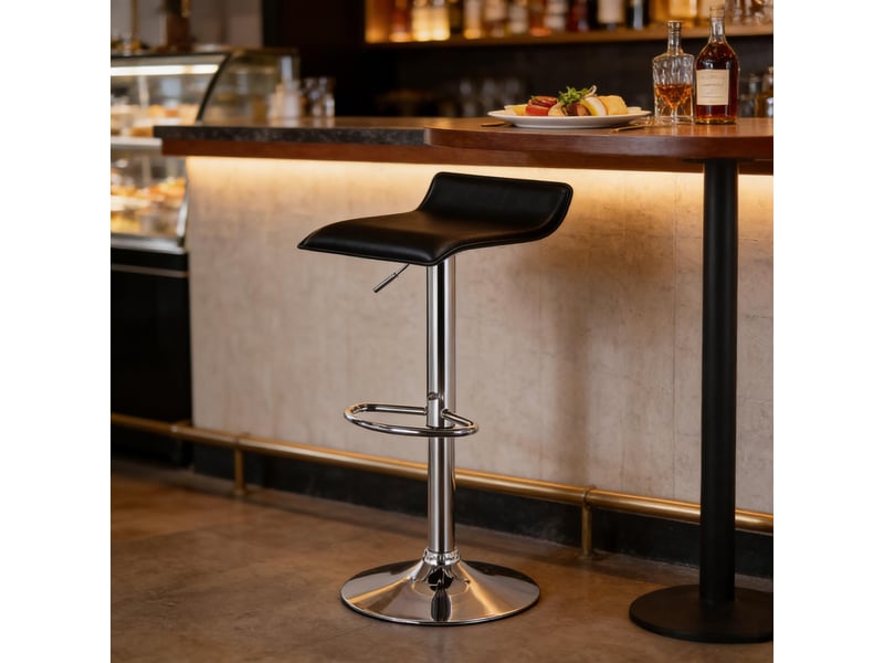  Tabouret de bar pivotant 360° réglable en hauteur - lpospi - assise ergonomique, simili cuir, acier - noir  - Conforama C