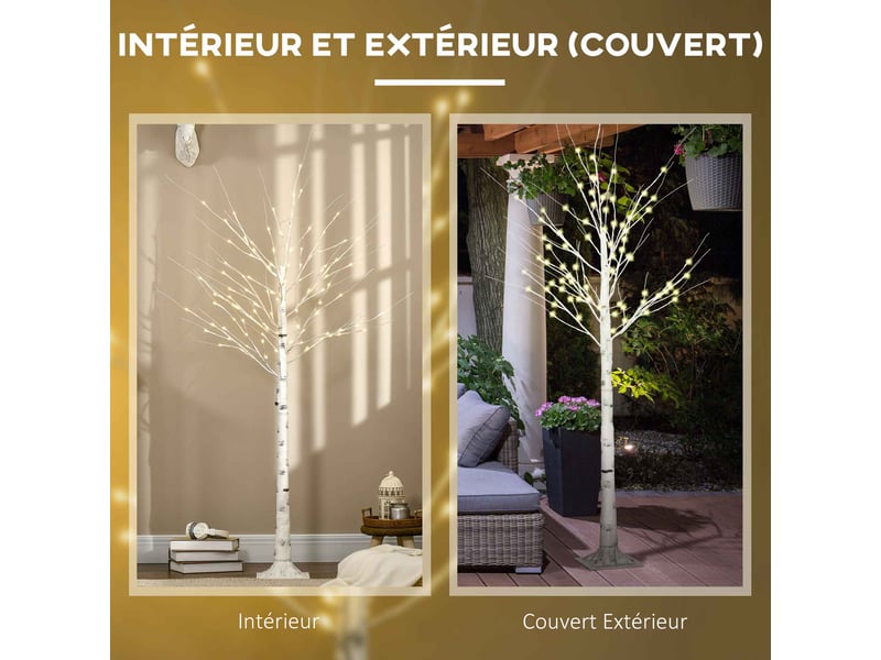  Arbre lumineux led, décoration lumineuse blanc chaud, 96 leds 180 cm, décoration de noël, chambre, maison, blanc  - Conforama W